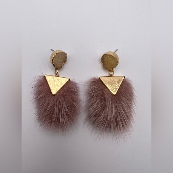Elegant Dusty Pink Feather Dangle Earrings - Boho Chic Stylish Earrings - Picture 10 of 15